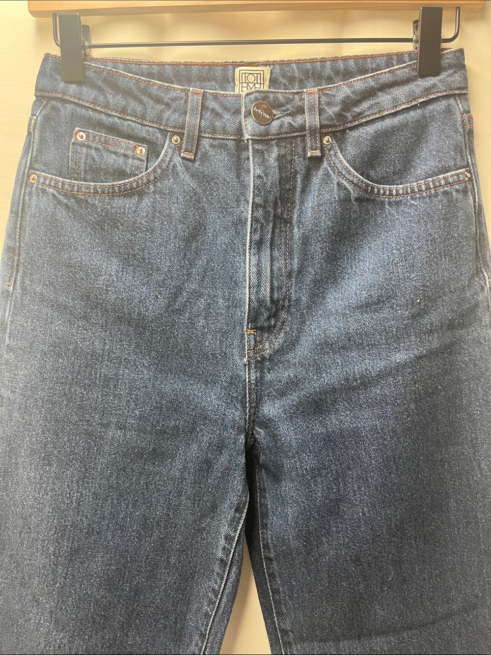 Toteme Dark Blue High-Rise Wide-Leg Jeans - Picture 3 of 7